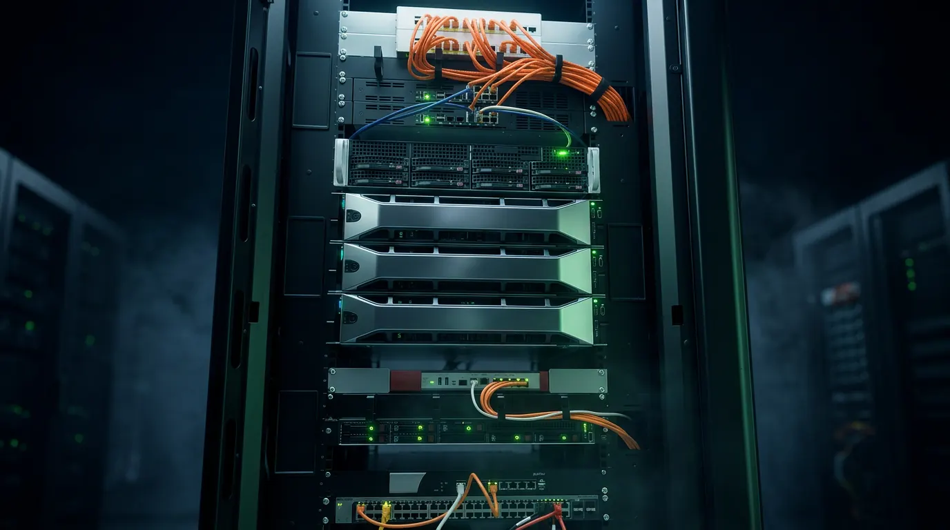 Full server rack inside the Fast2Host Cambridge Tier III colocation facility